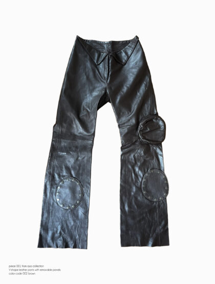 V-Shape Leather Pants - Brown