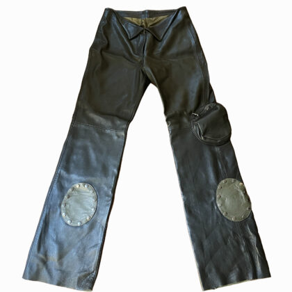 V-Shape Leather Pants - Dark Khaki